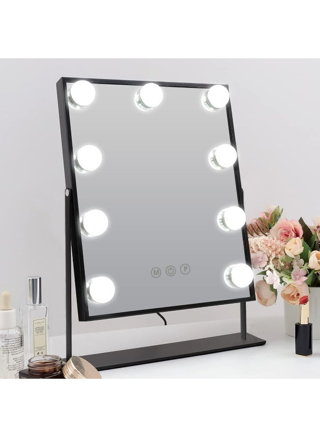 HOME TASTE Vanity Mirror with Lights, Hollywood Makeup Mirror with 9 Dimmable LED Bulbs, 3 Color Modes, Touch Control, 360° Rotating Cosmetic Mirror for Dressing Table - Image 1